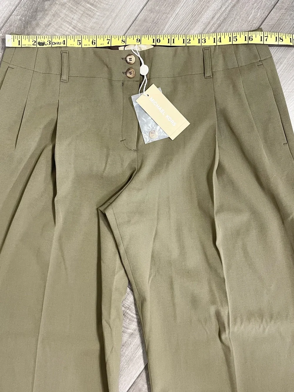 Michael Kors Olive Green Pleated Trousers. 10